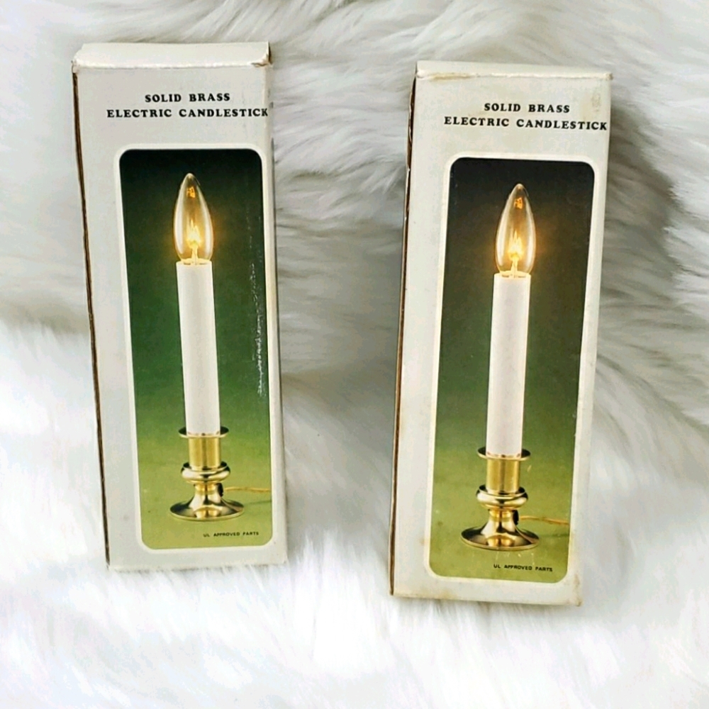 Bundle 2 Solid Brass Electric Candlestick New Vintage